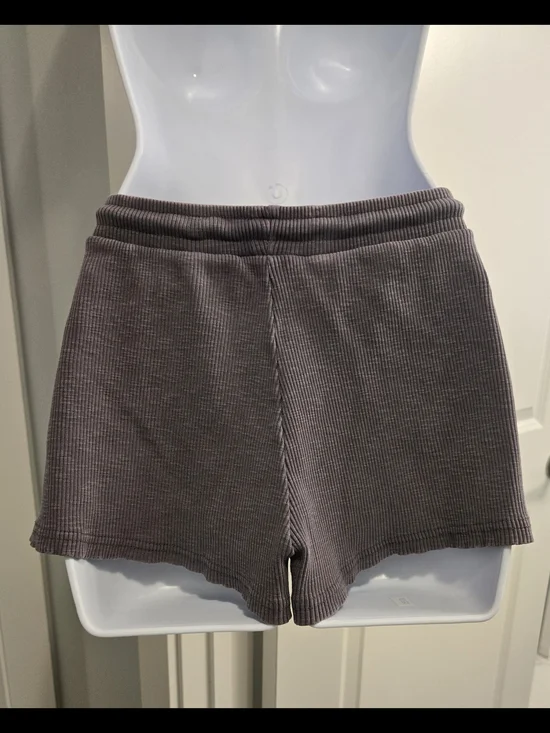 ZARA Purple Ribbed Drawstring Lounge Shorts. Size S - Picture 3 of 9
